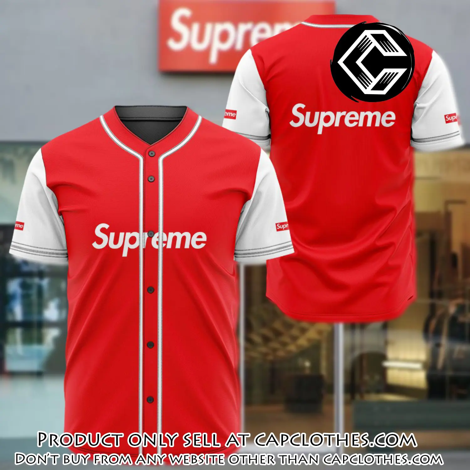 Supreme white red red baseball jersey shirt luxury bjs1248 cc4157028
